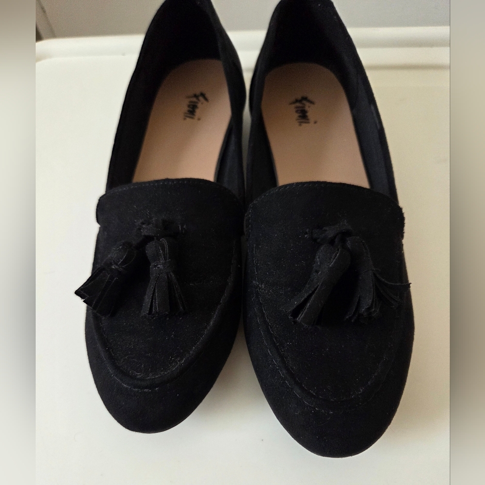 Fioni Ballet Flats Black Suede Leather Slip On Comfort Tassels Womens Size 6.5 - Picture 10 of 15